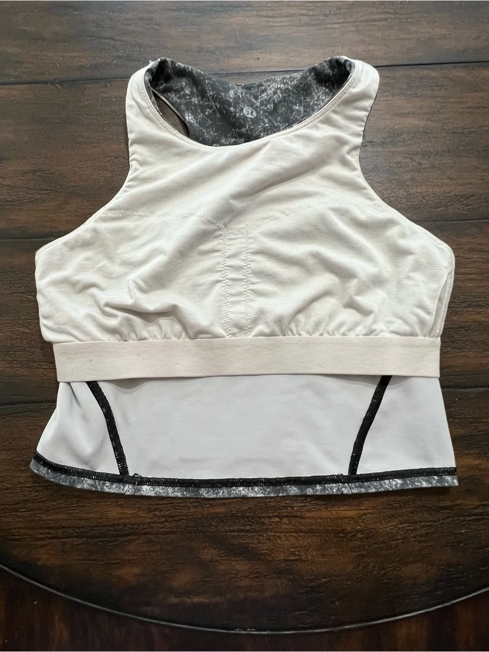 Lululemon Invigorate Training Tank Top Denim Wash Print White Opal Multi Size 6